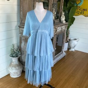 ANAYA WITH LOVE MATERNITY TIERED MIDI DRESS 10 NEW United Kingdom TULLE